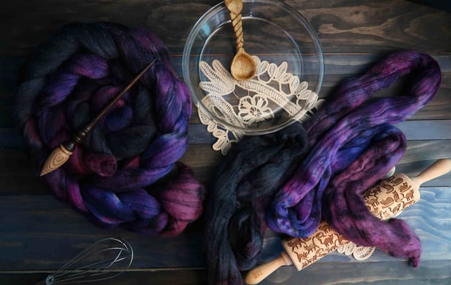 Blackberry Pie Combed Top - 70/15/15 Merino/Yak/Silk