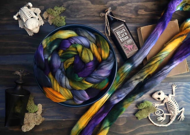 Nightshade Combed Top - 21.5 Micron Merino Striped