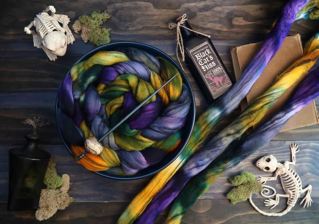 Nightshade Combed Top - 21.5 Micron Merino Striped