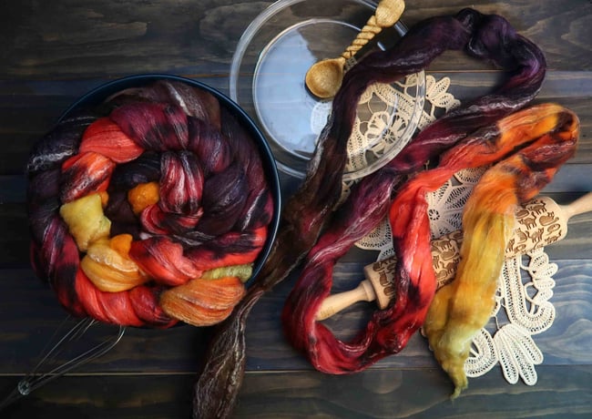 Rainier Cherry Pie Combed Top - 80/10/10 Targhee/Bamboo/Silk