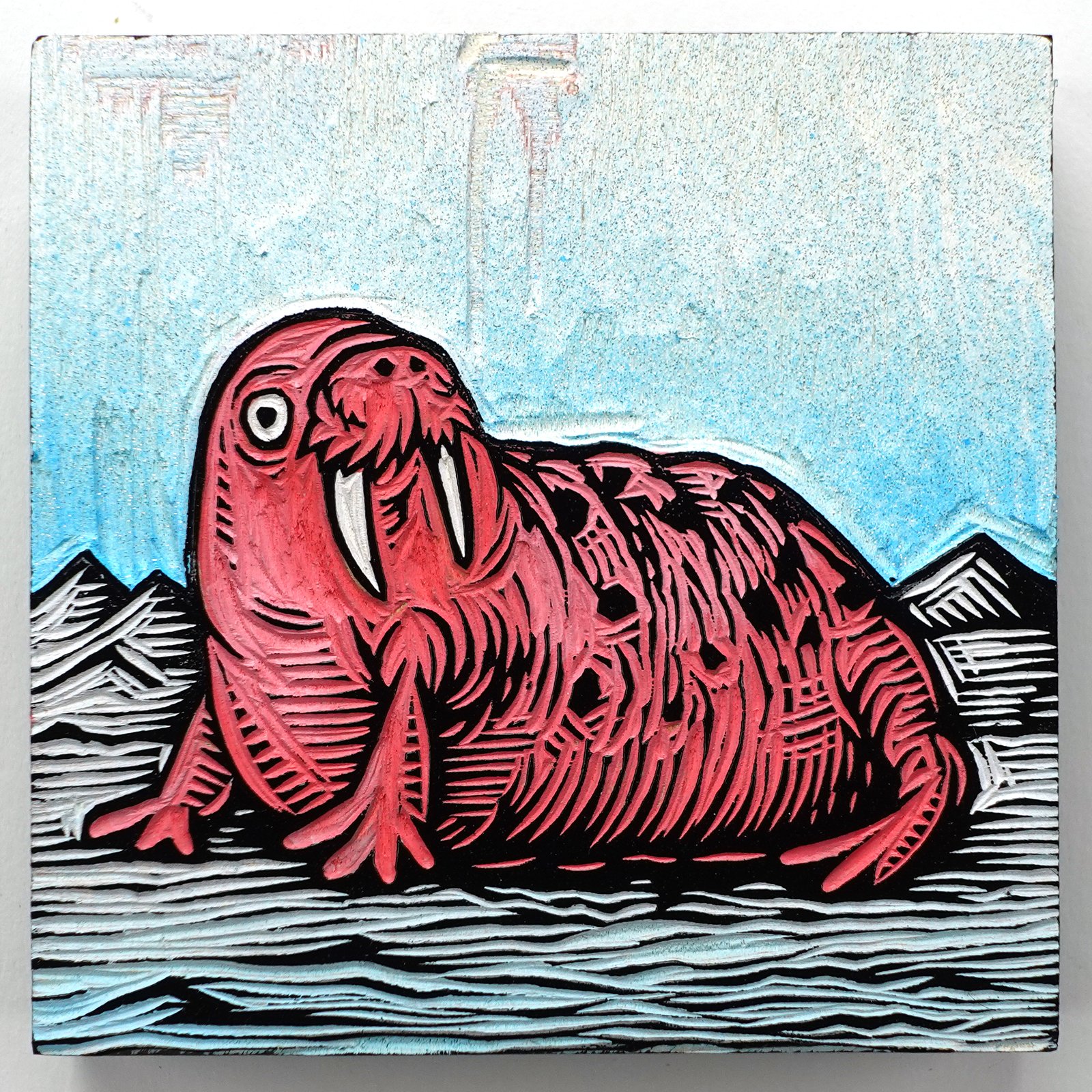 Walrus Carved and Painted Panel | Noosh! Studios