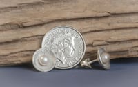 Image 4 of Recycled silver and pearl stud earrings