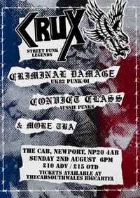 CRUX / CRIMINAL DAMAGE / CONVICT CLASS @ THE CAB, NEWPORT