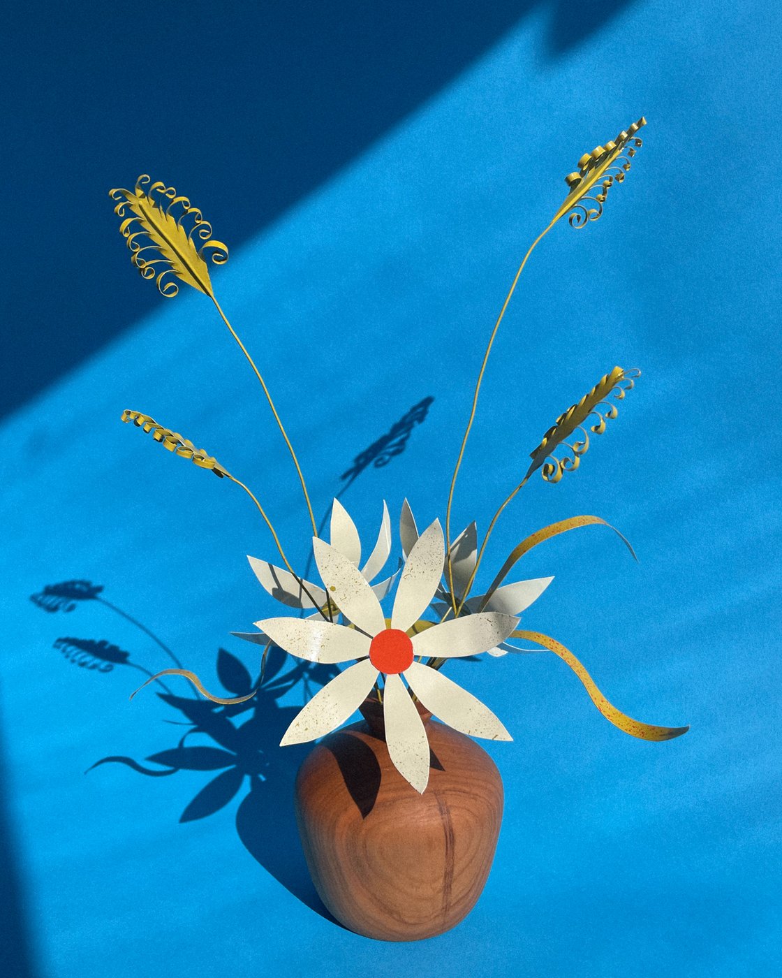 Image of Daisies & Grass Candelabra — Olive & Orange