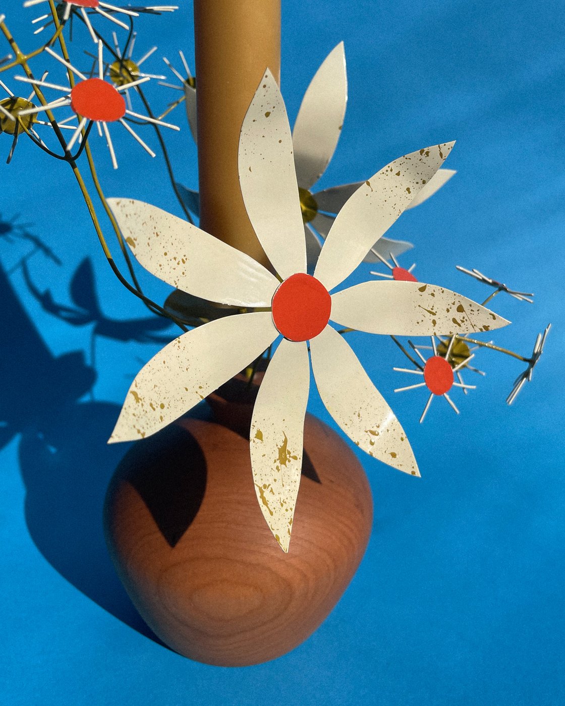 Image of Daisies & Asters Candelabra — Olive & Orange