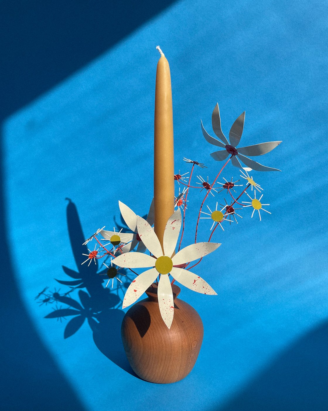 Image of Daisies & Asters Candelabra — Orange & Olive