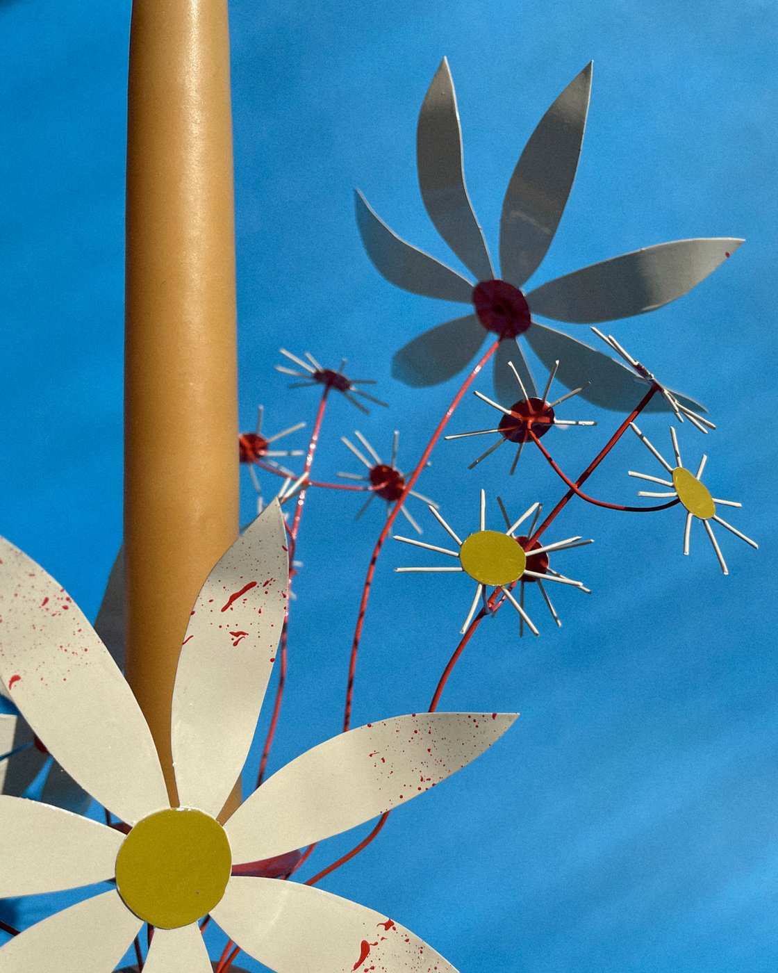 Image of Daisies & Asters Candelabra — Orange & Olive