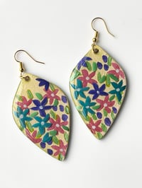 Image 1 of Hand-Painted Floating Flowers Earrings - Yellow
