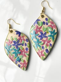 Image 4 of Hand-Painted Floating Flowers Earrings - Yellow