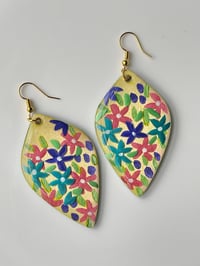 Image 5 of Hand-Painted Floating Flowers Earrings - Yellow