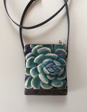 Image of Succulent, crossbody velvet and waxed canvas phone bag