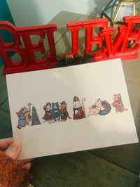 Image 1 of Christmas cats print