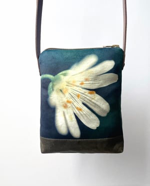 Image of Wild stitchwort, crossbody velvet and waxed canvas phone bag