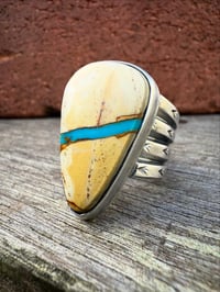 Image 1 of WL&A Handmade Heavy Ingot Cuatro Royston Ribbon Tear Turquoise Ring - Sizes 10