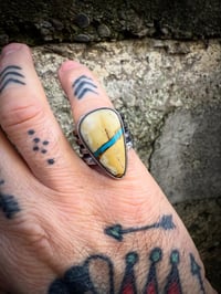 Image 5 of WL&A Handmade Heavy Ingot Cuatro Royston Ribbon Tear Turquoise Ring - Sizes 10