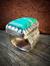 Image 1 of WL&A Handmade Heavy Ingot Cuatro White Water Turquoise Ring - Sizes 5
