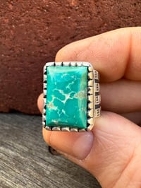 Image 2 of WL&A Handmade Heavy Ingot Cuatro White Water Turquoise Ring - Sizes 5