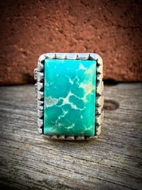 Image 4 of WL&A Handmade Heavy Ingot Cuatro White Water Turquoise Ring - Sizes 5
