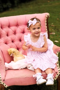 Image 1 of Baby Girl Dress Set Strawberry and Bunny Toile in Perfect Pink, Precious