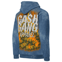 Image 4 of By TeamLUCCI™- LUCCI X CASHGANG “MONEY TO BURN BLUE”  UNISEX COTTON HOODIE