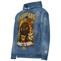 Image 3 of By TeamLUCCI™- LUCCI X CASHGANG “MONEY TO BURN BLUE”  UNISEX COTTON HOODIE