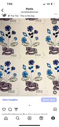 Image 2 of Blue blue green / handmade print 