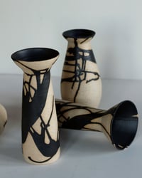 Image 4 of Flared Tall Vase B - Black Wave