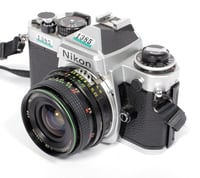 Image 3 of Nikon FE 35mm SLR film camera with 28mm F2.8 MC Wide angle lens AS-4 strap #1385