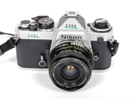 Image 2 of Nikon FE 35mm SLR film camera with 28mm F2.8 MC Wide angle lens AS-4 strap #1385