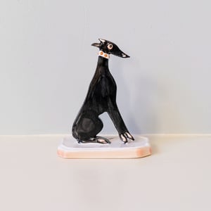 Image of Miniature Whippet Ornament - Black with yellow stud collar