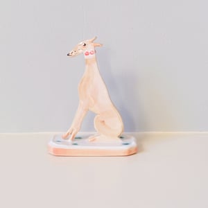 Image of Miniature Whippet Ornament - Fawn with clovers on base