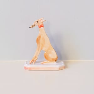 Image of Miniature Whippet Ornament - Tan with red collar