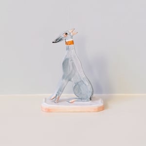 Image of Miniature Whippet Ornament - Blue with yellow collar