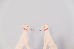 Image of Miniature Whippet Ornament - Fawn pair on a single base