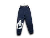 Image 2 of Lauren Hill Ny art dept Penn State upcycled screen print navy blue/white sweatpants