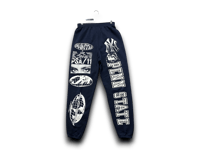 Image 1 of Lauren Hill Ny art dept Penn State upcycled screen print navy blue/white sweatpants