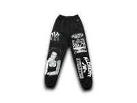 Image 1 of Lauren Hill Ny War art dept upcycled screen print black/white sweatpants
