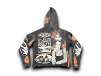 Image 1 of 2 pac Lauren Hill Black panther party art dept upcycled screen print gray/black hoodie