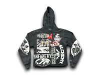 Image 1 of 2 pac University of Maryland panther party art dept upcycled screen print dark gray/black hoodie