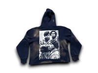 Image 2 of Sade Adu Conwell-Edan panther party art dept upcycled screen print navy blue/white hoodie