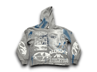 Image 1 of Copy of Sade Adu Conwell-Edan panther party art dept upcycled screen print gray/white hoodie