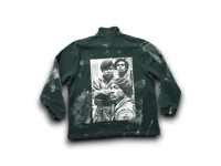 Image 2 of Sade Adu Lauren Hill black panther party Gap dept upcycled screen print green/white sweatshirt