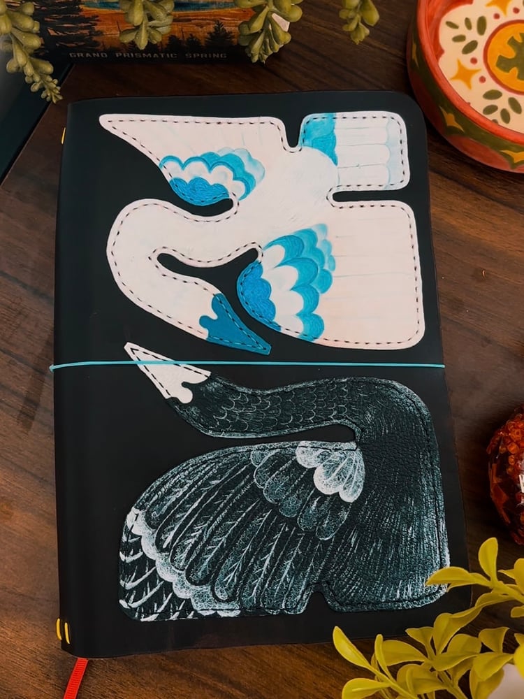 Image of Handmade Leather Swan Journal Cover