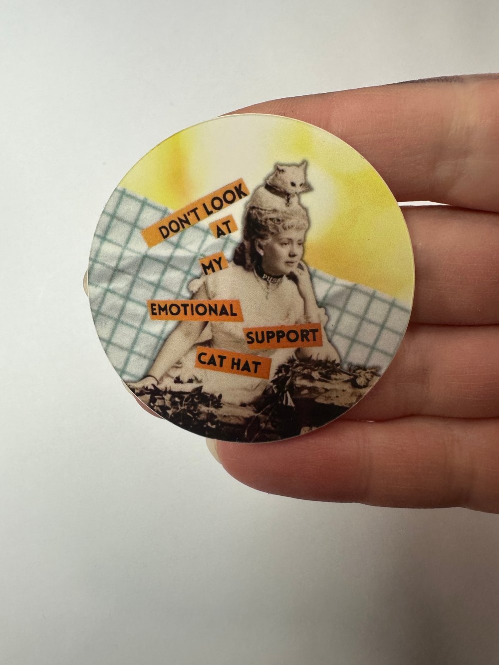 Image of Emotional Support Cat Hat Sticker