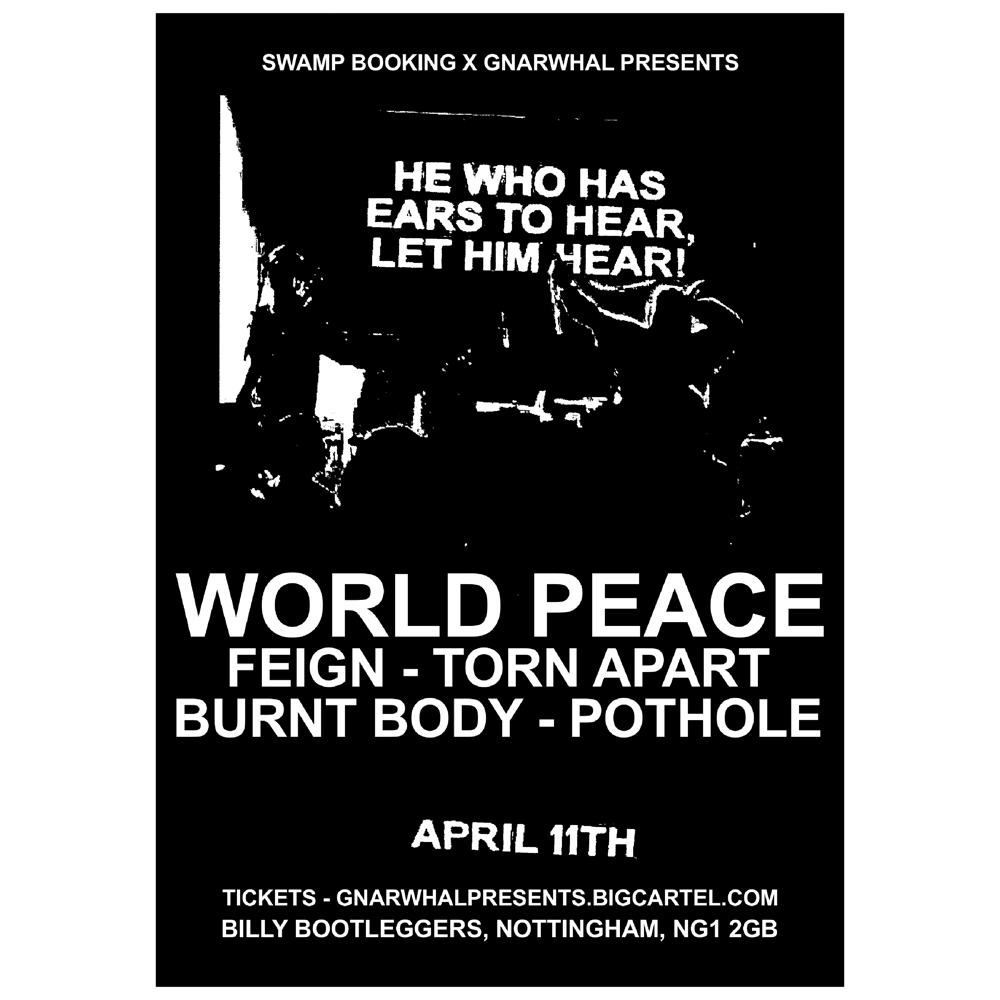 World Peace (US) / Feign / Torn Apart / Burnt Body / Pothole @ Billy Bootleggers