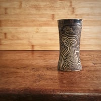 Image 1 of Small Heron sgraffito vase