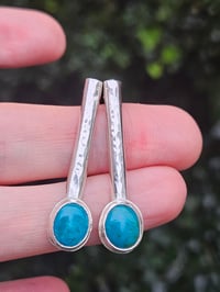 Image 1 of Ocean Breeze - Chrysocolla Gemstone & Sterling Silver Stud Earrings 