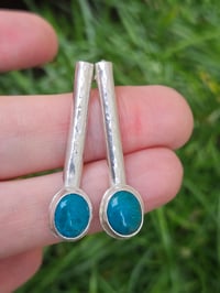 Image 10 of Ocean Breeze - Chrysocolla Gemstone & Sterling Silver Stud Earrings 