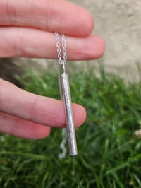 Image 3 of Ready to ship! Sterling Silver Hammered Bar Necklace 