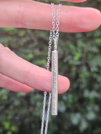 Image 2 of Ready to ship! Sterling Silver Hammered Bar Necklace 